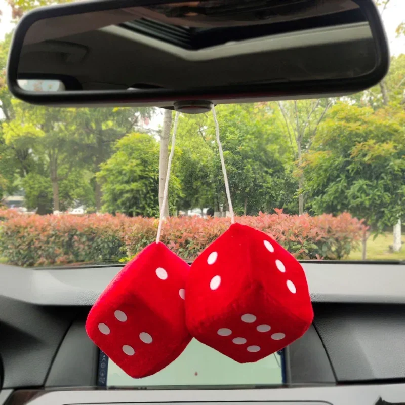 Car Plush Dice Pendant New Year Dice Velvet Dice Model auto Rear View Mirror Pendant Cube Decoration Car Styling Automotive Part