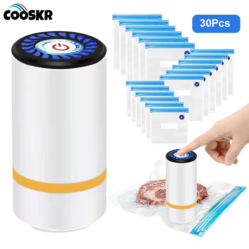 

Electric Air Pump Vacuum Sealer Pump Rechargeable Automatic Sealing Machine with Reusable Vacuum Sealer Bags Food Packaging Bag