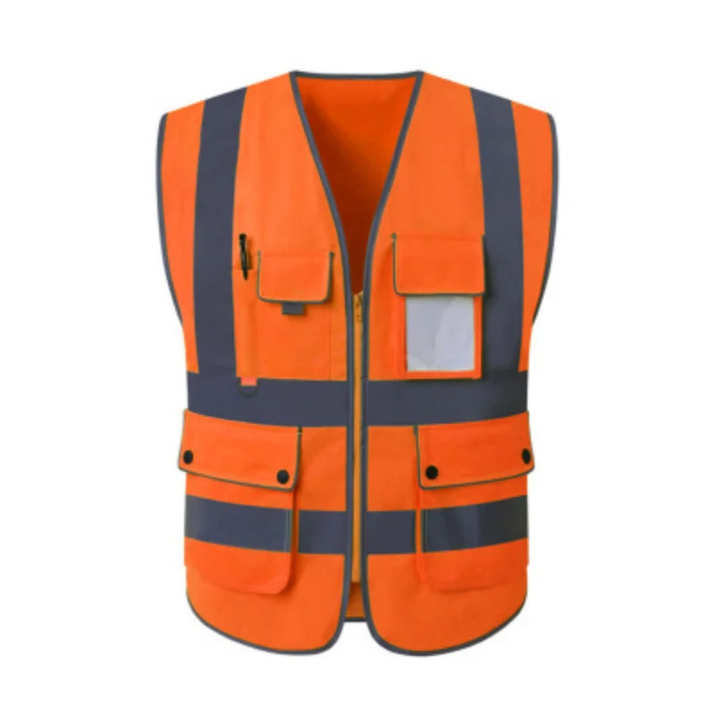 Imagem -06 - Visibilidade Reflective Zipper Front Segurança Vest com Tiras Workwear Construção Alta