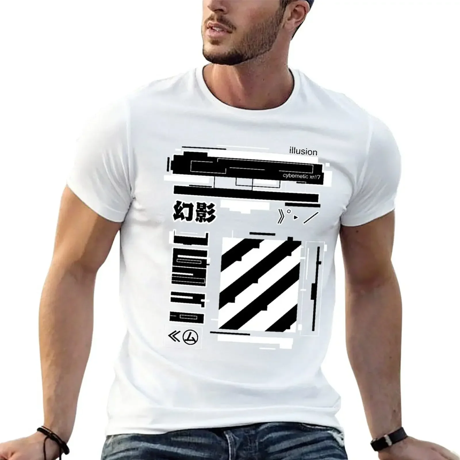 

New Illusion xr//7 techwear T-Shirt blank t shirts customized t shirts sweat shirt mens tall t shirts