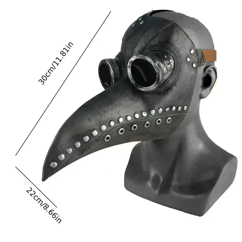 قناع طبيب الطاعون للبالغين مع قبعة رأس سوداء على الطراز القوطي Steampunk زي الهالوين التنكري للحفلات التنكرية العتيقة Mardi Gras