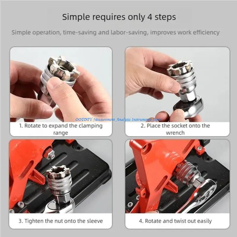 367D High Strength Multiple Size Adjustable Socket 10-19mm 72 Tooth Ratcheting Tool High Durability Fit for Nut Bolt Repair