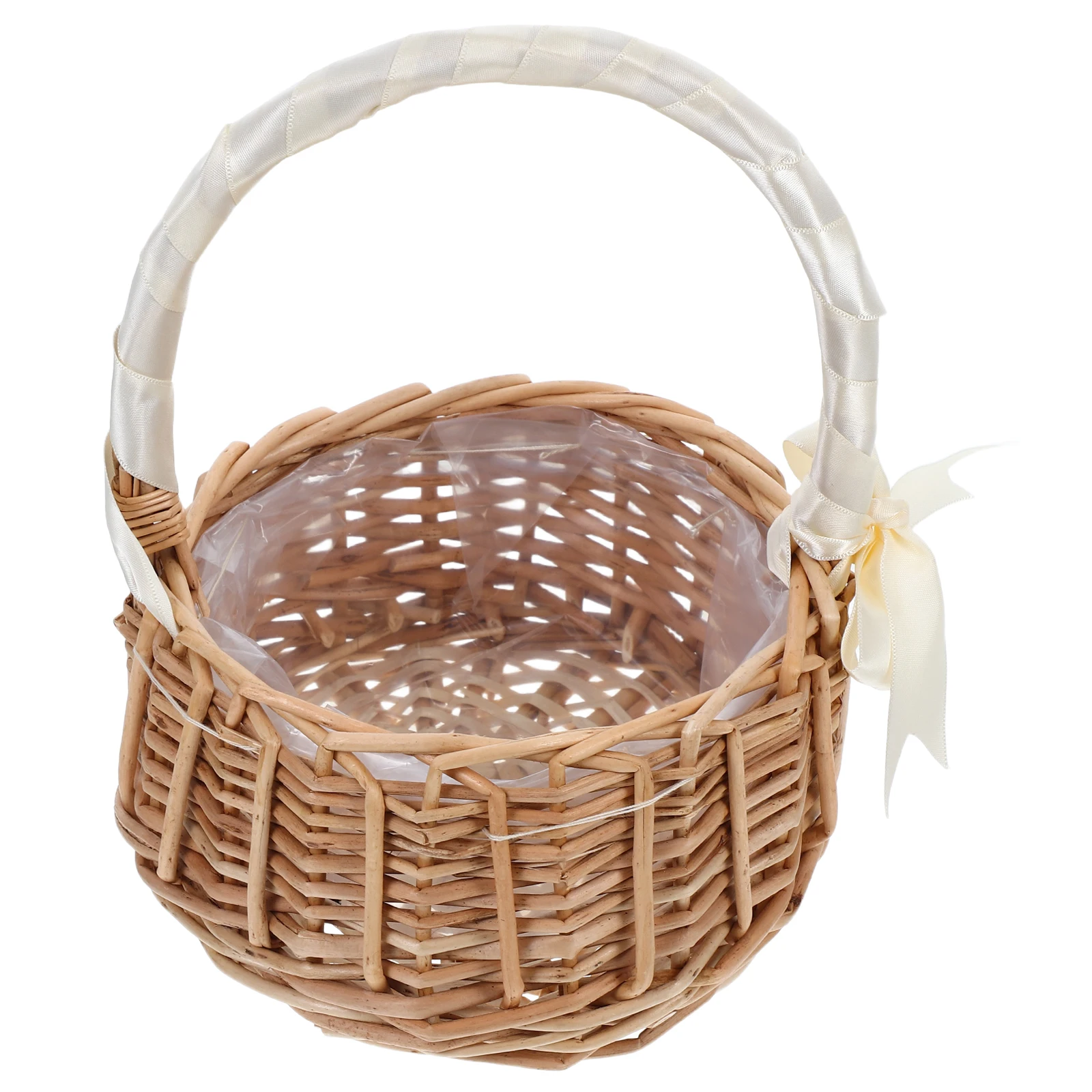 

Willow Flower Girl Basket H woven Wedding Present Storage Baskets Boho Bride Decorations Bridal Accessories