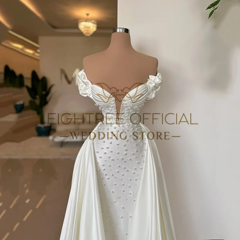 Eightree-Robes de mariée sirène blanches, hors des perles initiées, mariage de princesse, quel que soit Boho, patients de plage, soirée, robe de Rh, 2025