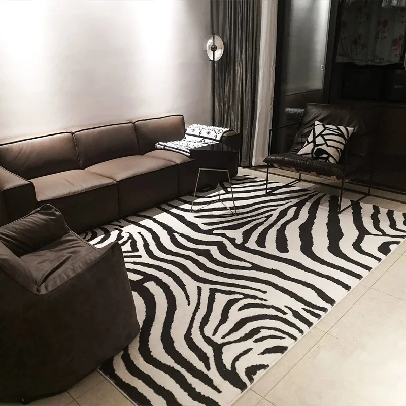 Zebra Living Room Carpet Black White Striped Decorative Carpets Comfortable Soft Rugs Luxury Bedroom Decorative Artistic Rug 양탄자