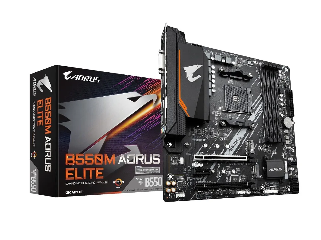 Gigabyte GIGABYTE B550M AORUS Elite (AM4/ AMD/ B550/ Micro-ATX/ DDR4/ Dual M.2/ PCIe 4.0/ Realtek GbE LAN/Игровая материнская плата)