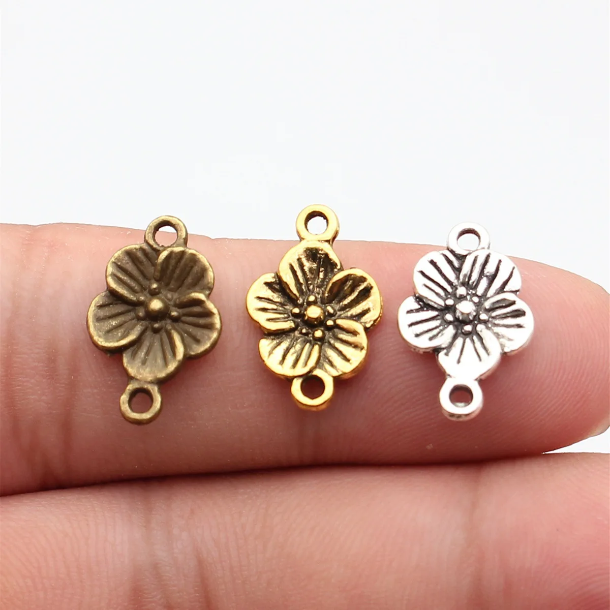 WYSIWYG 20pcs 17x11mm 3 Colors Trendy Flower Connector Charms For Jewelry Making DIY Jewelry Findings