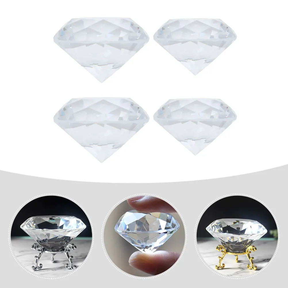 

4Pcs Sparkling Crystal Diamond Shaped Nail Art Display Prop Artificial Fake Diamond Manicure Supply Decorative Gift