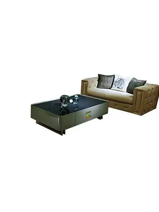 Living room combined sofa large family cowhather sofa golden pull button three furniture