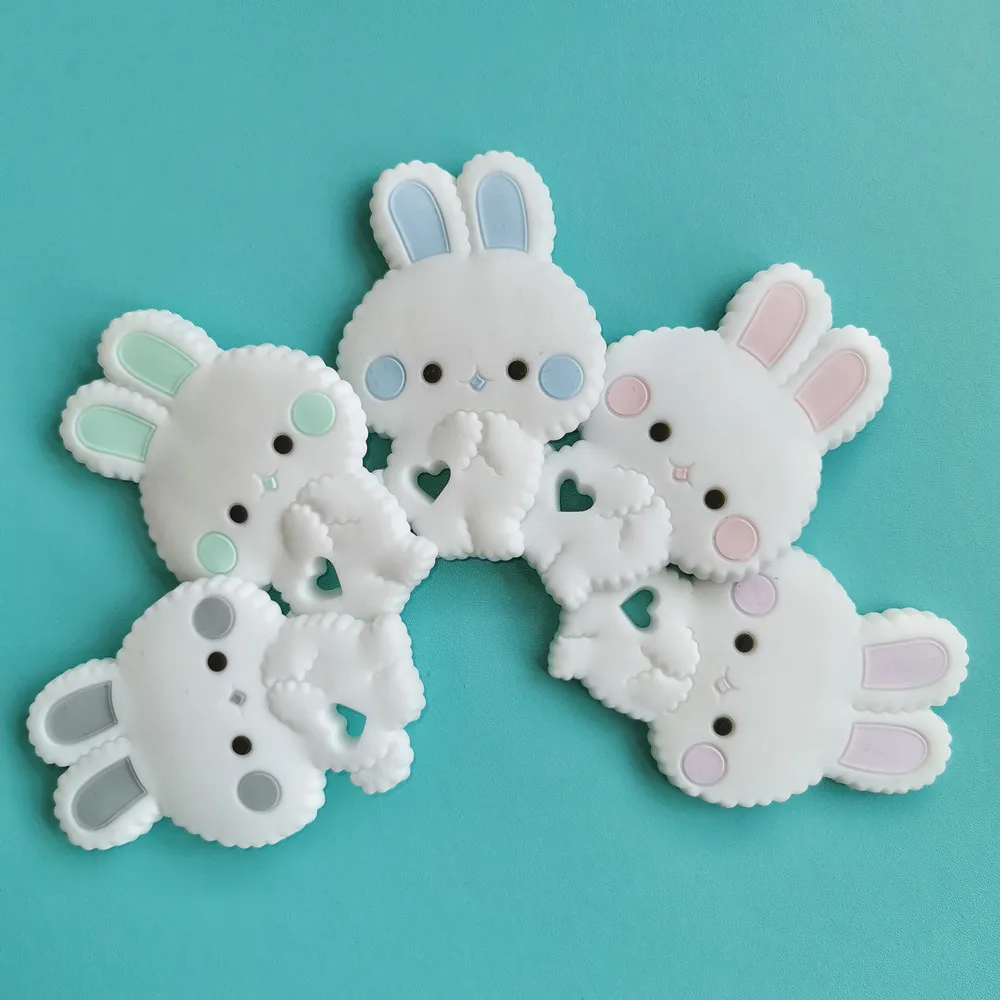 

1PC Baby Food Grad Silicone Rabbit Teether Pendants Pacifier Chains Necklace Accessories for Infant Teething Toys Kawaii Gifts