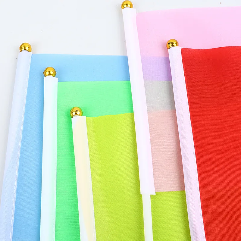 aerxemrbrae 100pcs/lot   14*21cm  Solid Colour Hand Flag, Red  Yellow Green Blue  Black White Handheld Mini Plain Flag Party