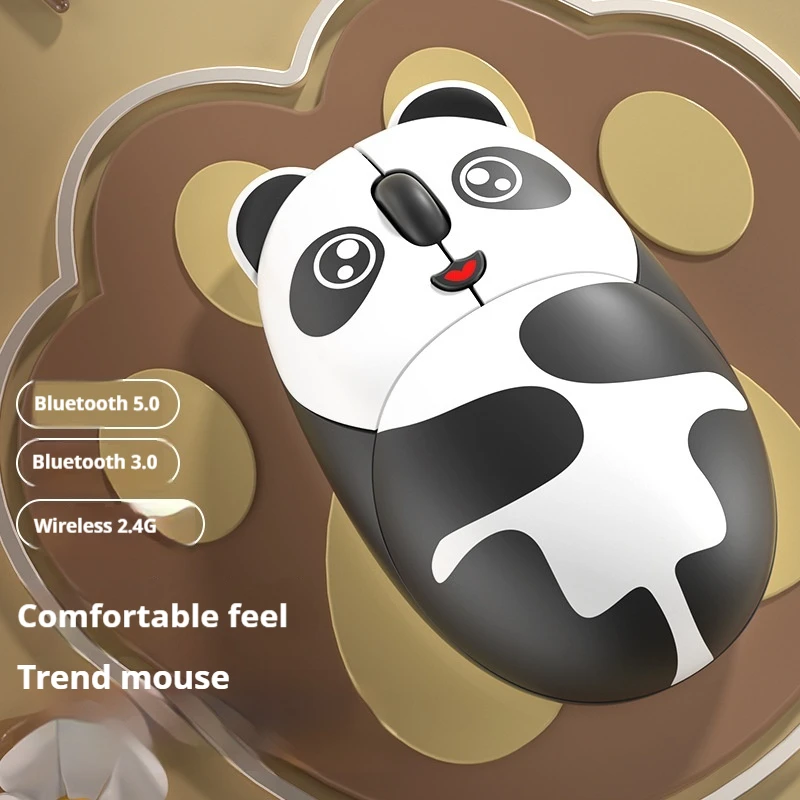 Cute Panda Wireless Bluetooth Mouse 2.4g Bluetooth Dual Mode Mouse Cute Cartoon Animal Theme Laptop Desktop Computer Universal