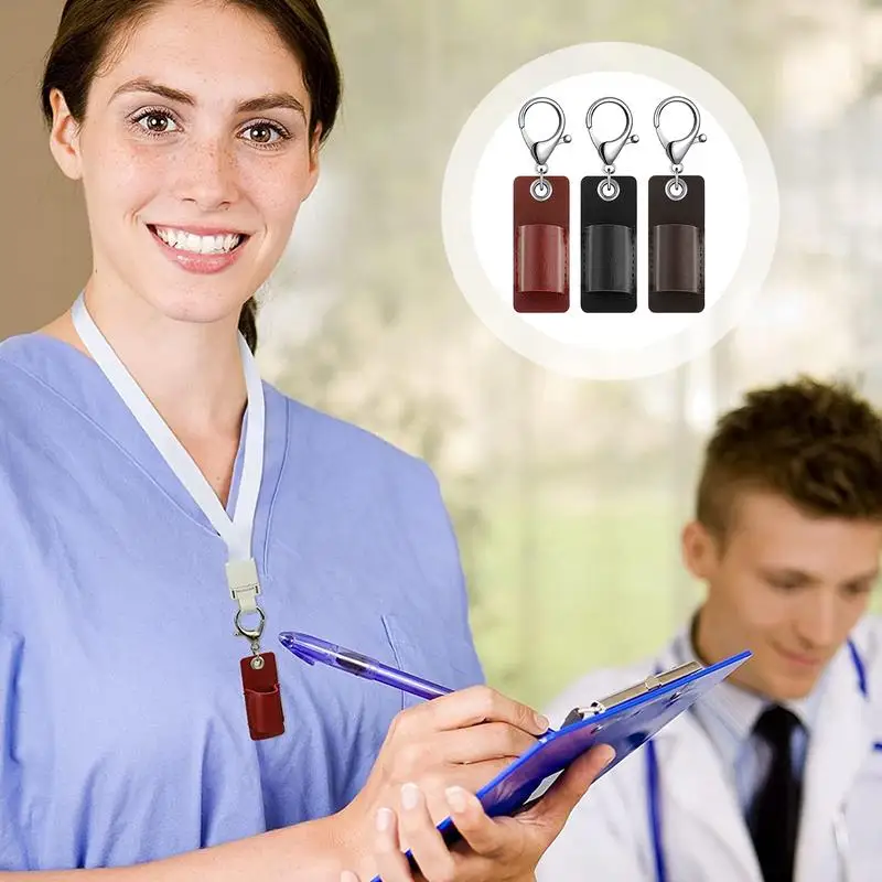 Portable Pen Holder Anti-Lost Portable Pencil Holder Leather Badge Pencil Holder Leather Pen Pouch Holder Pocket Protector For