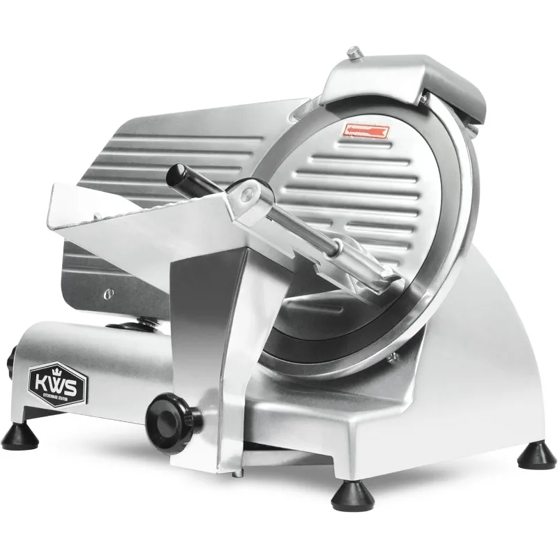 KWS MS-10NS 320W Motor Electric Meat Slicer 10-Inch with 304 Stainless Steel Blade, Frozen Meat/Cheese