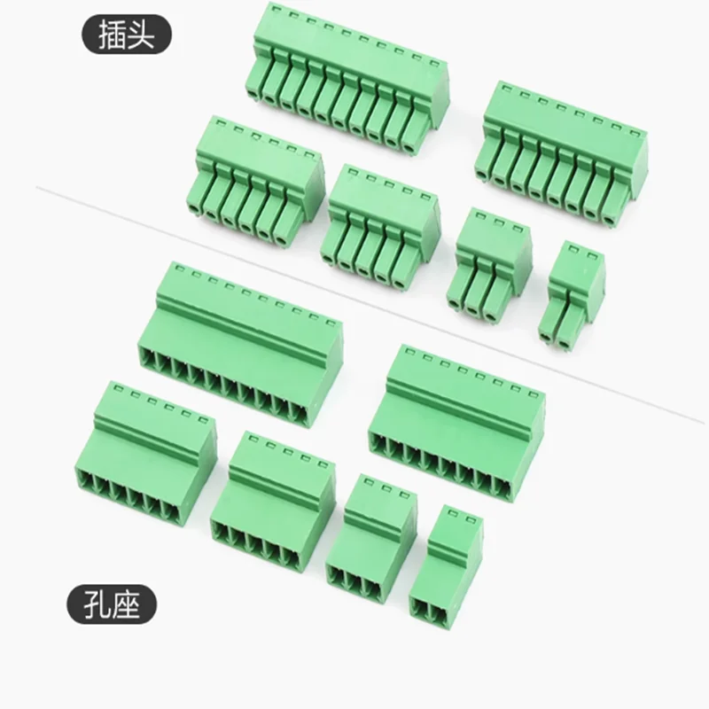 5Sets 15EDGRK 3.81mm 2/3/4/5/6-12 pin right angle screw terminal block connector 3.81MM pitch Plug + Pin Header Socket