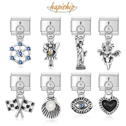 Hapiship Popular Original Daisy Heart Eye Shell Dinosaur Charm Links Fit 9mm Bracelet Stainless Steel Jewelry Making DJTop19