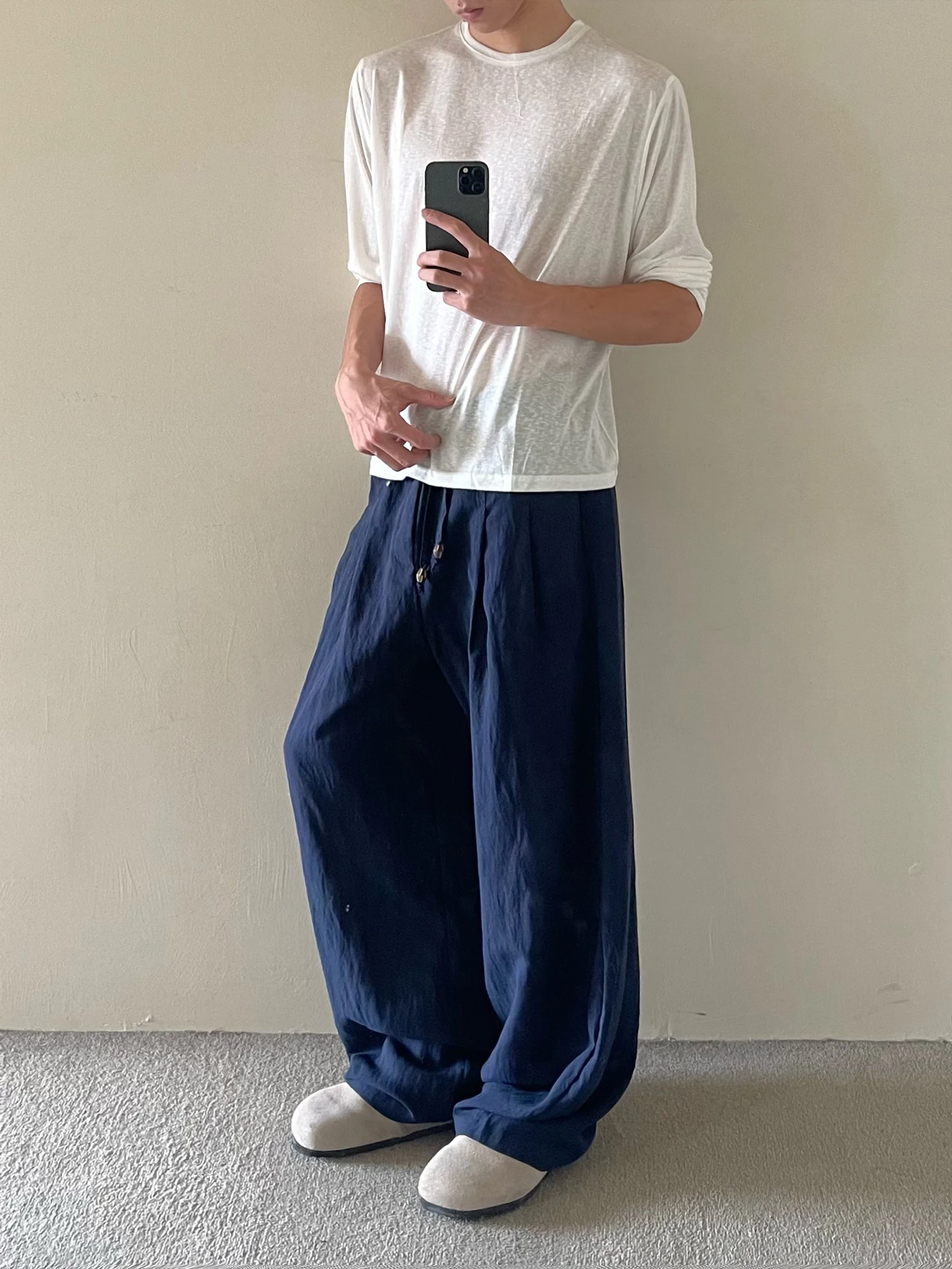 Men's 2025 Summer New Trendy Long Pants Thin Solid Color Loose Comfort Breathable Straight Pants Male Simple Fashion Trousers