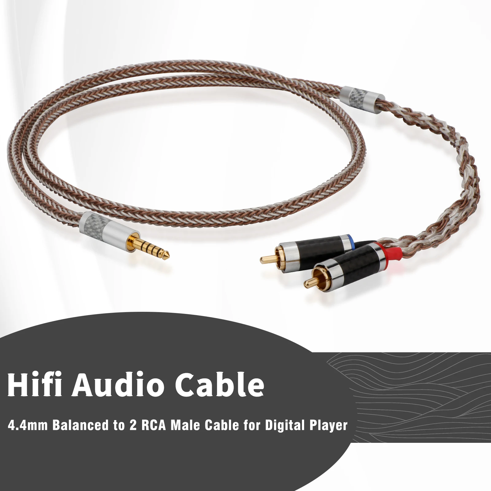 High-Fidelity OCC Silver Plated 3.5mm/4.4mm/4pin XLR to 2RCA Headphone Aux Cable - Ultra High Purity 16 Cores Conductor, Customi