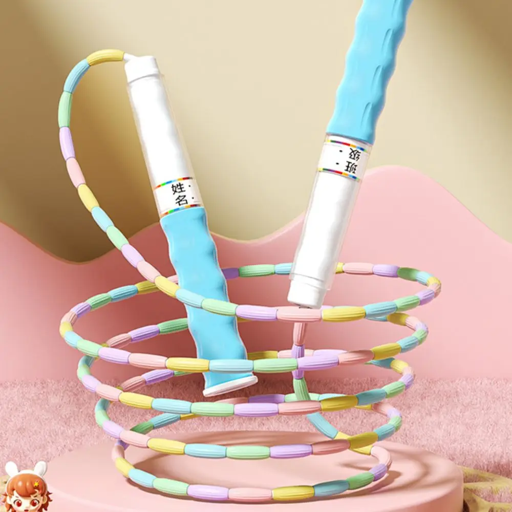

Bamboo Joint Soft Bead Skipping Rope Anti-Skid Solid Color Segmented Fitness Jump Rope 2.8m Adjustable Sports Rope