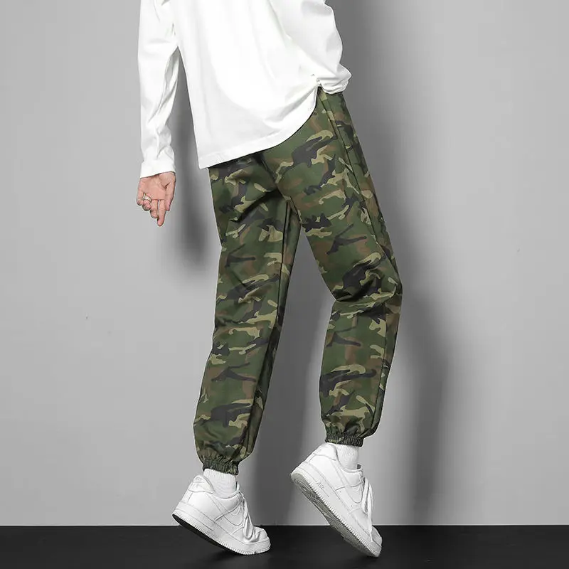 Spring Autumn 2022 Camouflage Fashion Cotton Casual Drawstring Men\'s Harem Pants Wearable Overalls Labor Cargo Track Trousers