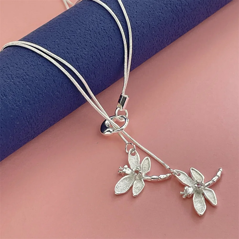 925 Sterling Silver Necklace Starfish Heart-Shaped Water Drop Rose Beaded Pendant Ladies Casual All-Match Pendant Necklace