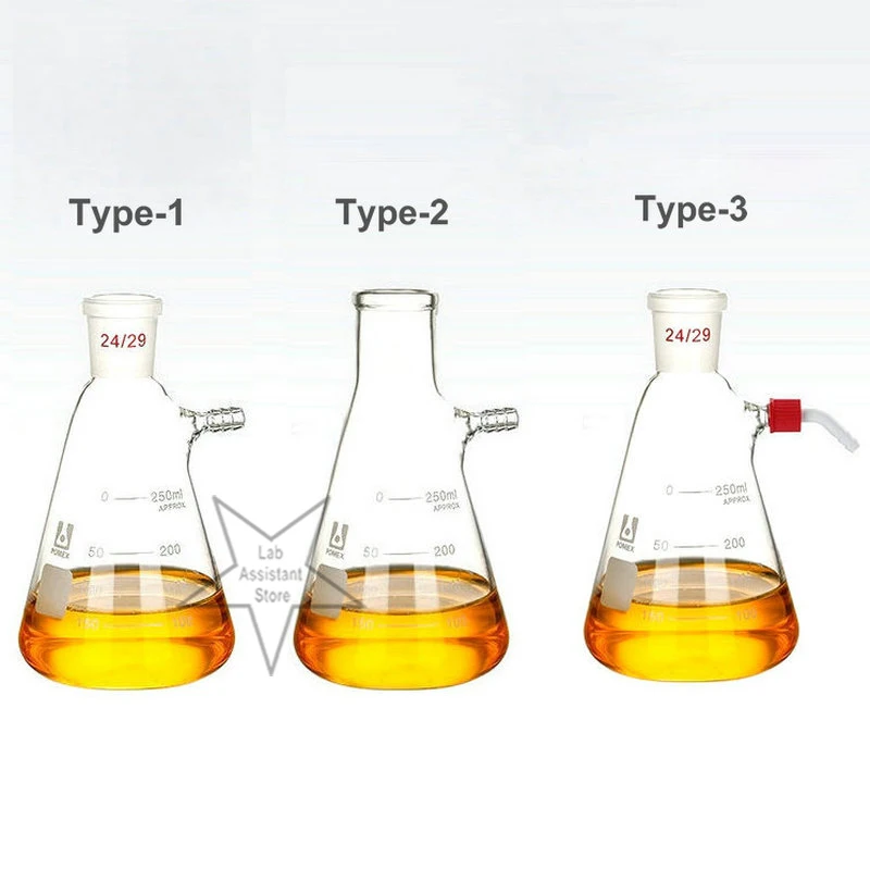 Büchner Flask with Standard Taper Joint , 1pcs Erlenmeyer Vacuum Filter Flask with Plain Side Arm/Threaded Side Arm