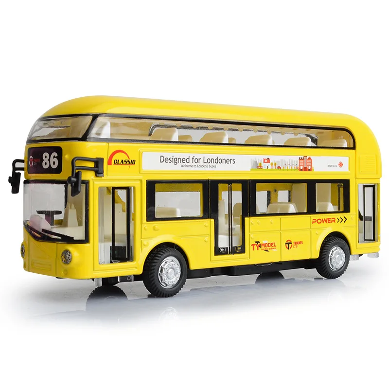 17CM Double Decker London Bus With Sound Flashing Doors Open