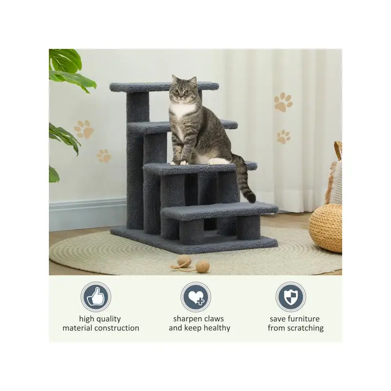 سلالم للحيوانات الأليفة للكلاب والقطط، عمود خدش متعدد المستويات لسهولة الوصول، تصميم موفر للمساحة مع مواد متينة، مثالي