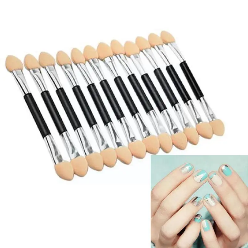 12Pcs Two Head Eyeshadow Applicator For Females Design Professional Portable Soft Sponge Double Ended Nail Powder Brushes U2U8