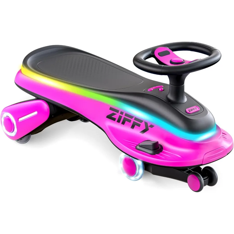 45W 5.5A Electric Wiggle Car with Pedal, Light-Up, Rechargeable Battery, 2-in-1 Swing Car, 2 Speed Ride-On Toy, Anti-Rollover, F