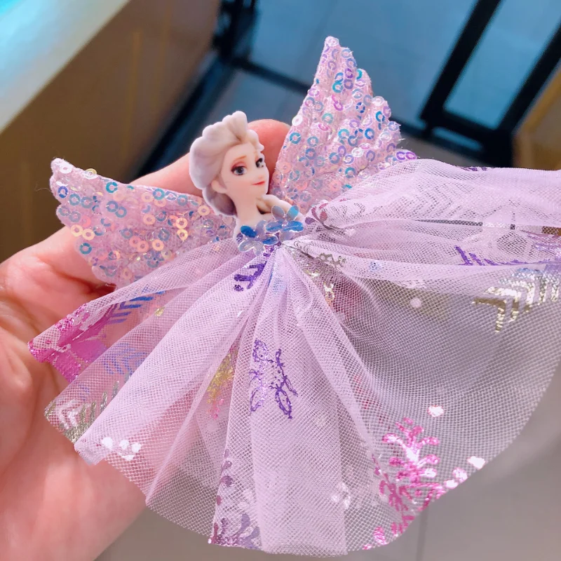 Disney-Pince à cheveux Elsa pour filles, épingle à cheveux pour enfants, accessoires de poupée Frozen, coiffure pour enfants, cadeaux pour enfants, nouveau