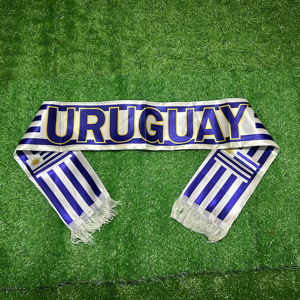 （TIKI FLAG）Uruguay Scarf 14x135cm Double-sided Printed Uruguay Flag Satin Uruguay Scarf Suitable for world cup Sports Events