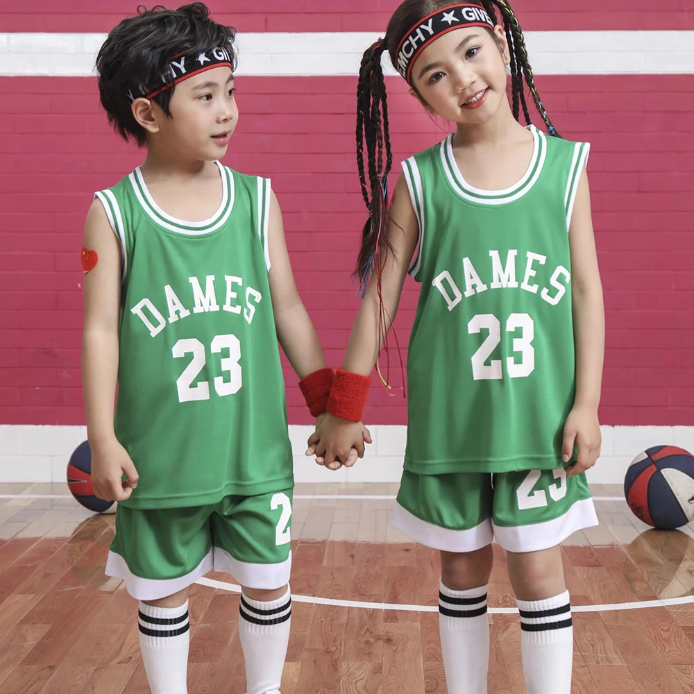 Children Basketball Jersey Suit Boy Girl 2023 Summer Sleeveless Vest & Shorts Quick-dry School Class Basketball Uniform Outfit