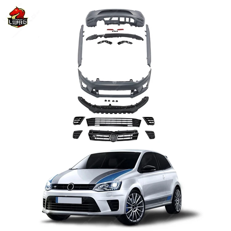 

High Quality Body Kit for Volkswagen POLO Upgrade to WRC Style with Front Rear Bumper Front Lip Rear Diffusers Side Skirt Grills