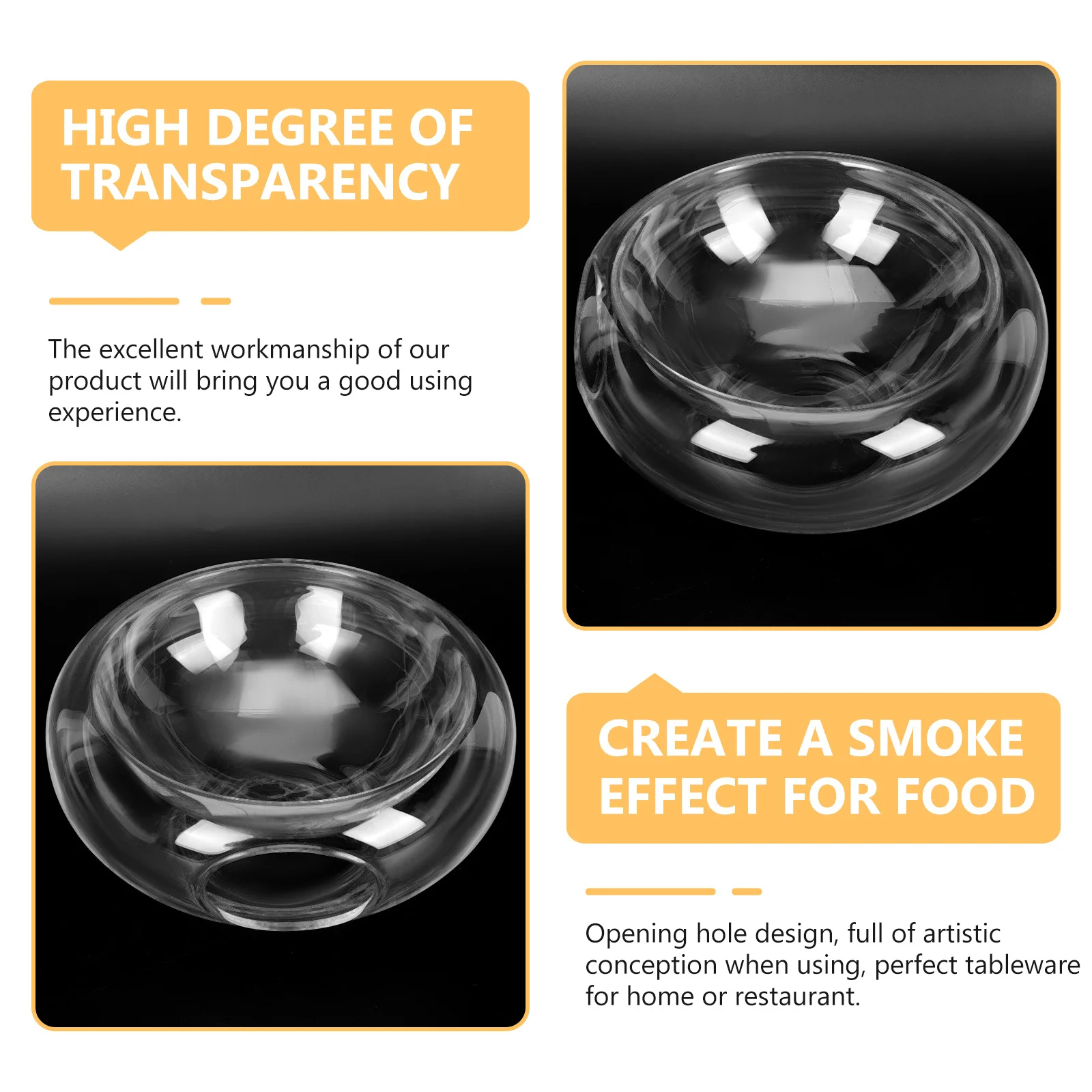 

Dry Ice Salad Bowl Crystal Clear Hand Blown Glass Tableware Comfortable Feel Easy Clean Home Restaurant Decorative