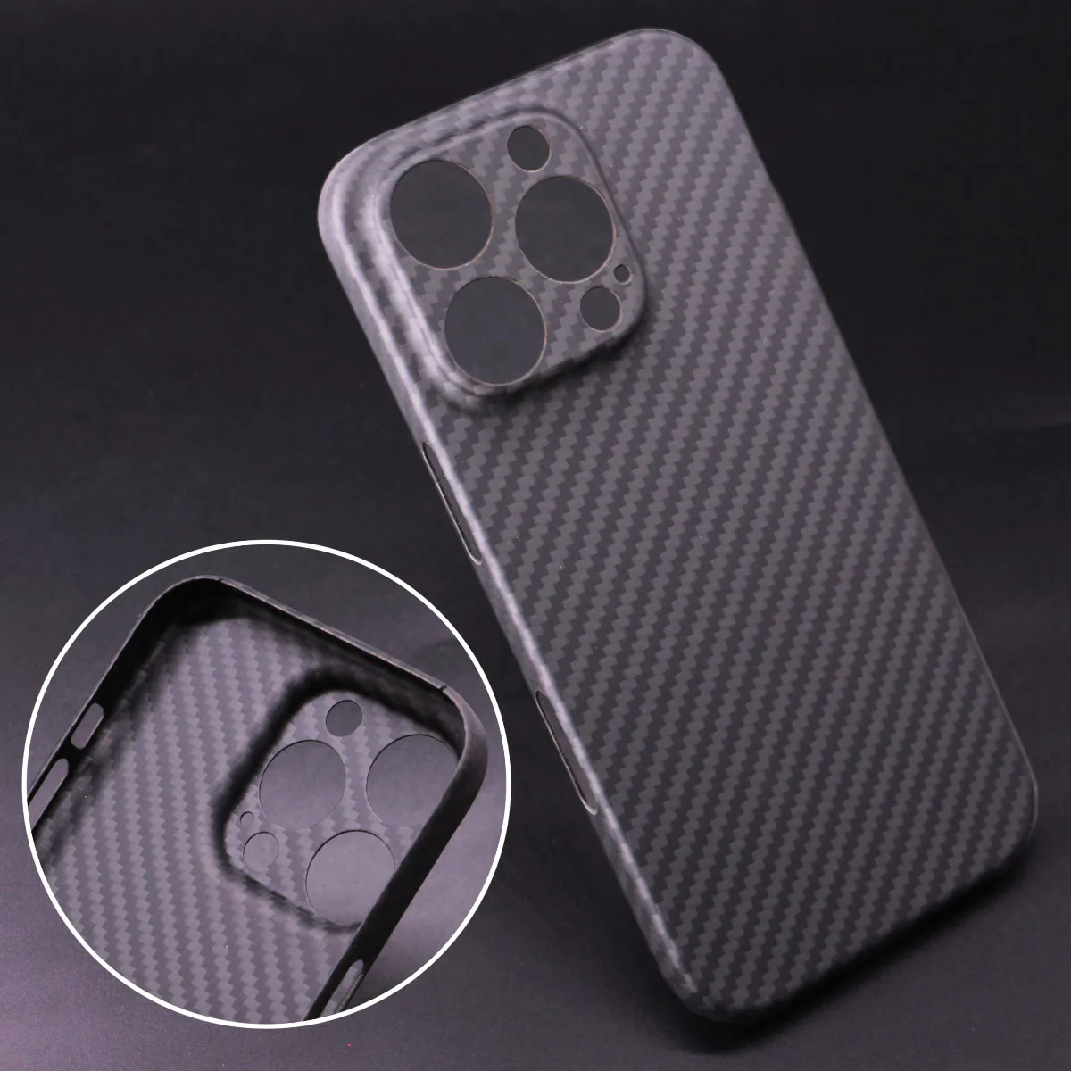 Carbon Fiber Case For iPhone 16 14 Pro 15Pro Max Fine Hole Camera Protection Aramid Fiber Ultra-Thin Cover