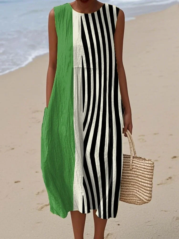 Vestido Midi Geométrico Talla Grande - usage example