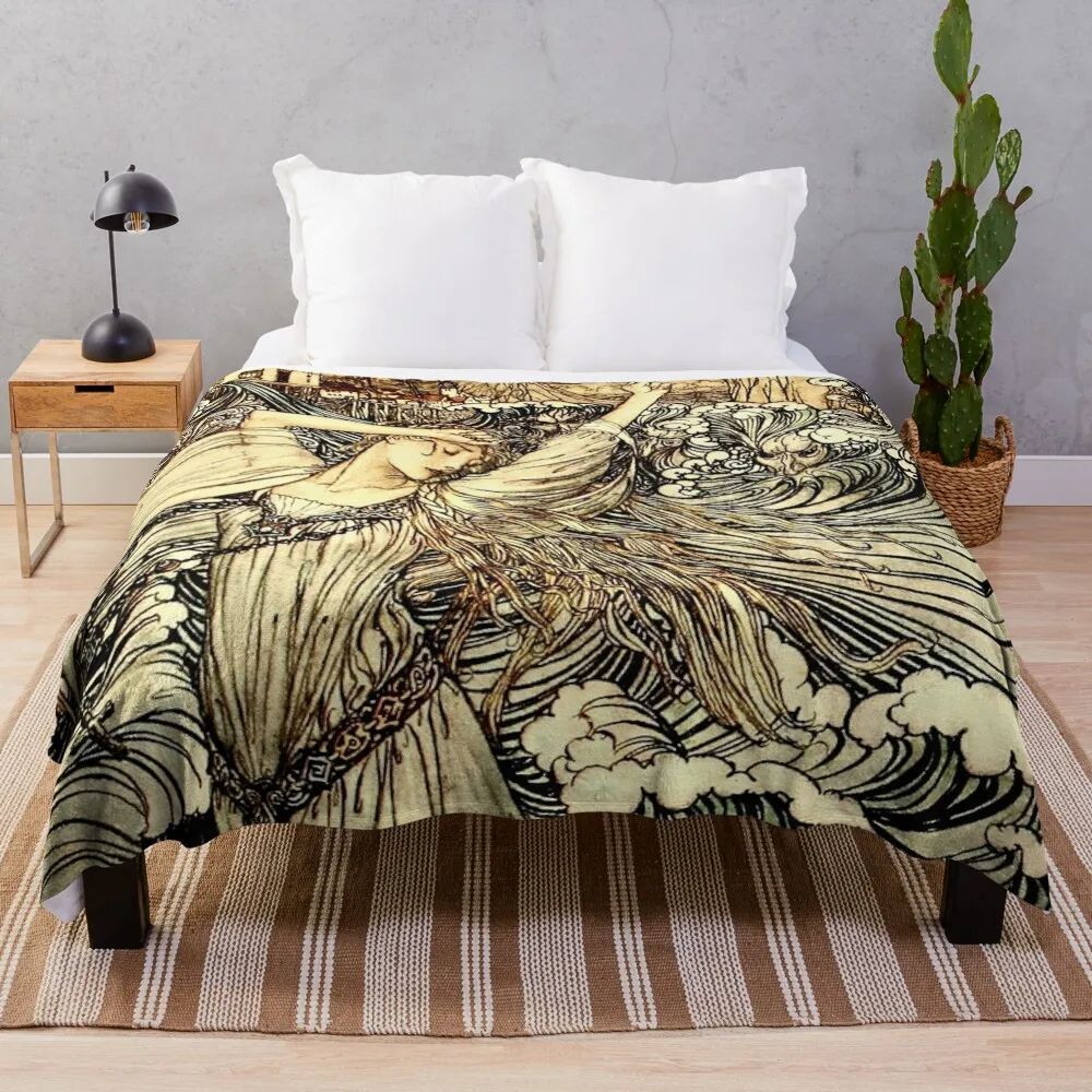 

“Undine in the Waves” by Arthur Rackham Throw Blanket Giant Sofa Blanket Soft Blanket sofa