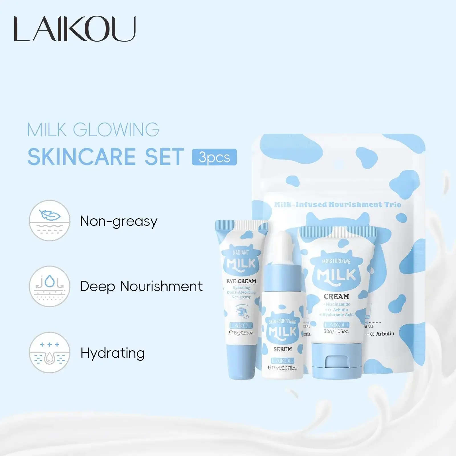 

Deep Hydration Skincare Set Softening Serum Gentle Eye Cream Radiant Moisturizing Glow Trio For Face Care