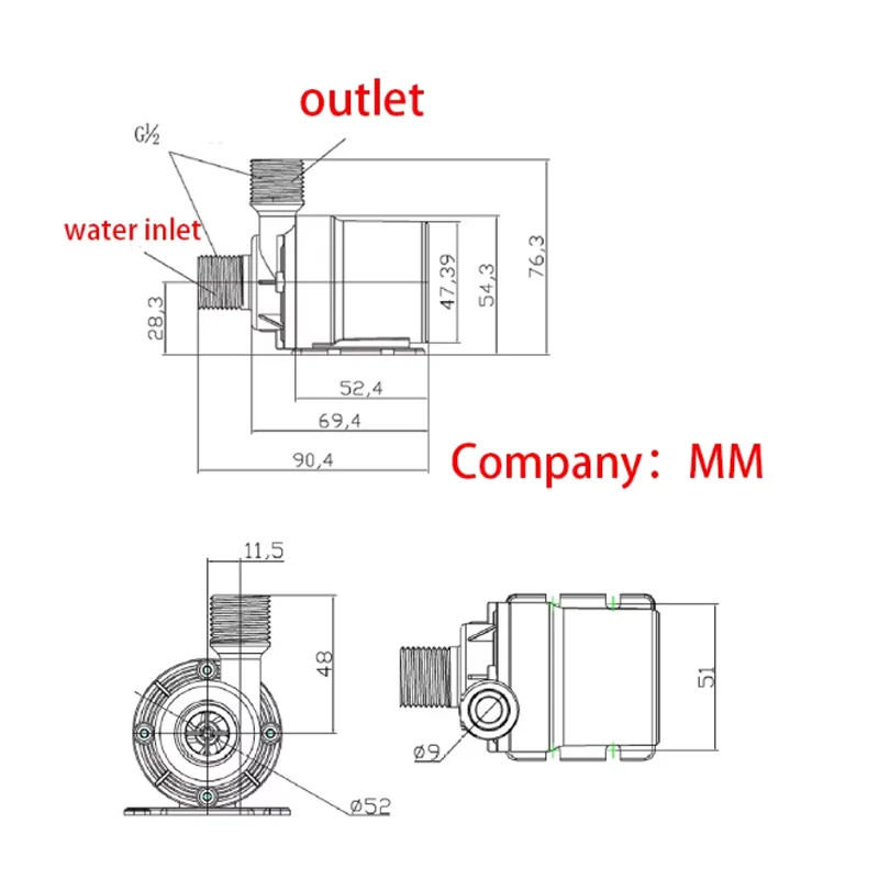 Silent brushless motor DC12V 24V 1000L/H waterproof submersible pump fountain water heater shower aquarium circulation