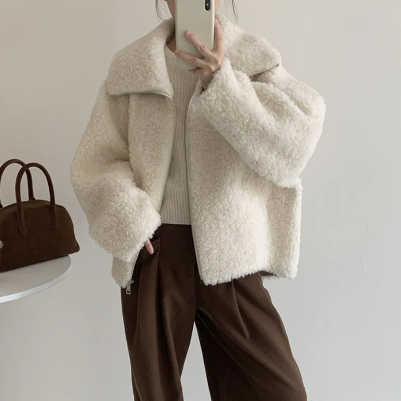 Lamb Wool Coat 2025 Autumn and Winter Loose Casual Plus Velvet Padded Women's Mao Mao Coat