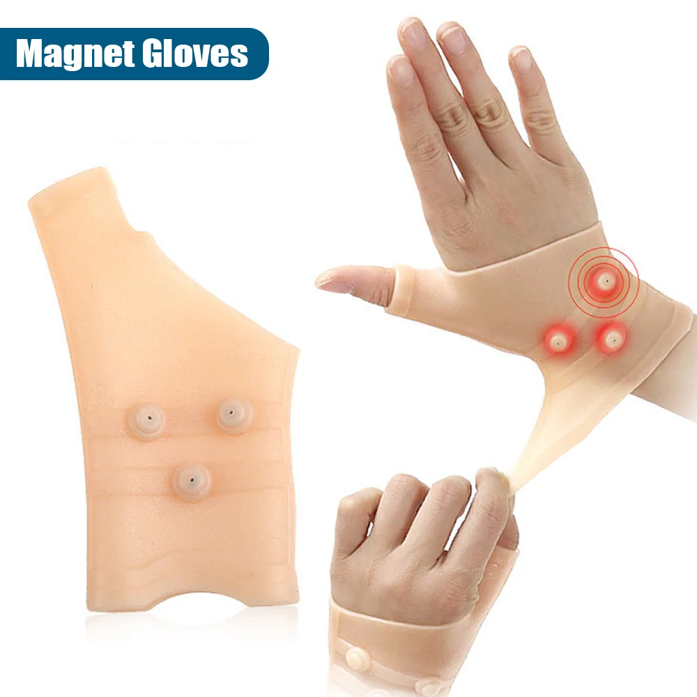 Silicone Magnetic Wrist Thumb Support Gloves Anti Arthritis Rheumatoid Hand Wrist Pain Compression Massage Therapy Working Sport