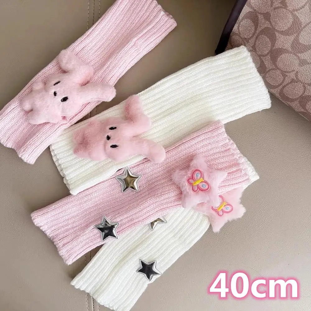 

Winter Warm Arm Cover Cute Women Japanese Harajuku Goth Half Finger Knitted Arm Warmer Y2K Gloves Arm Sleeve Girl Wrist Mittens
