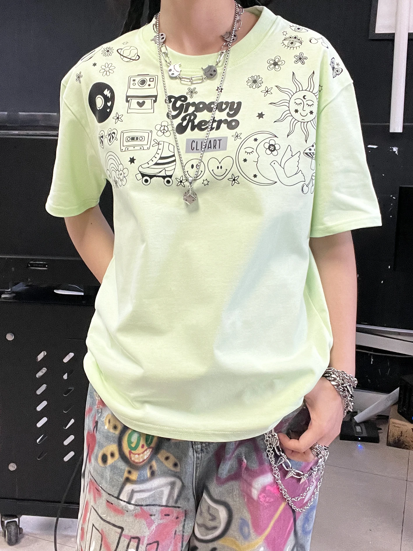

Heavyweight 260G Skateboard Sun Light Yellow T-Shirt Short Sleeve Unisex Student Fashion Cotton Spandex Blend Spring 2025