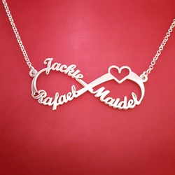 Custom Heart Infinity Name Necklace Women Girl Jewelry Personalized Stainless Steel Family Nameplate Necklace Best Gift for her