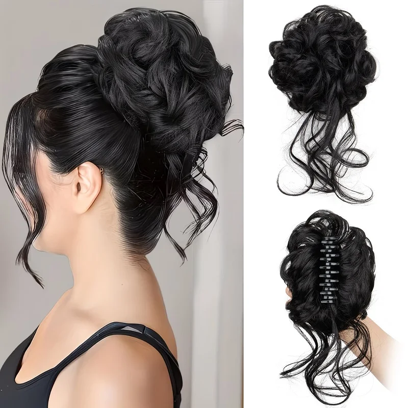 

Синтетический накладной пучок-шиньон для волос, короткий, кудрявый, волнистый, в форме пончика, модный аксессуар для повседневной прически для женщин