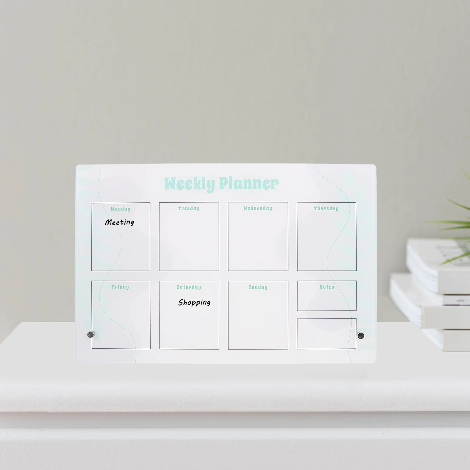 1Set Magnetic Dry Erase Board Planner Acrylic Desktop Calendar for Family Schedule Weekly Organizer Erasable Reusable Message