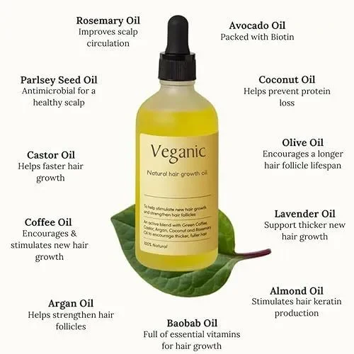 Veganic Hair Oil Rosemary Strengthening Growth Hair Care Essential Oil Soft Repair Improve Frizzy Essential Oil Hair Mask 60ml