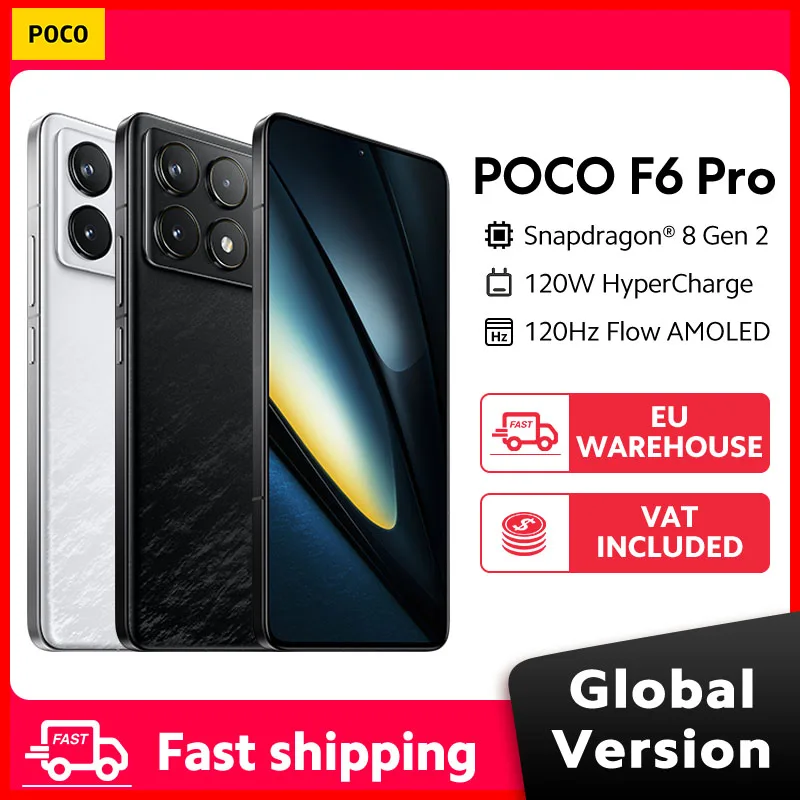 POCO F6 Pro 5G Global Version Smartphone Snapdragon® 8 Gen 2 120W HyperCharge WQHD+120Hz Flow AMOLED Display 50MP Camera NFC