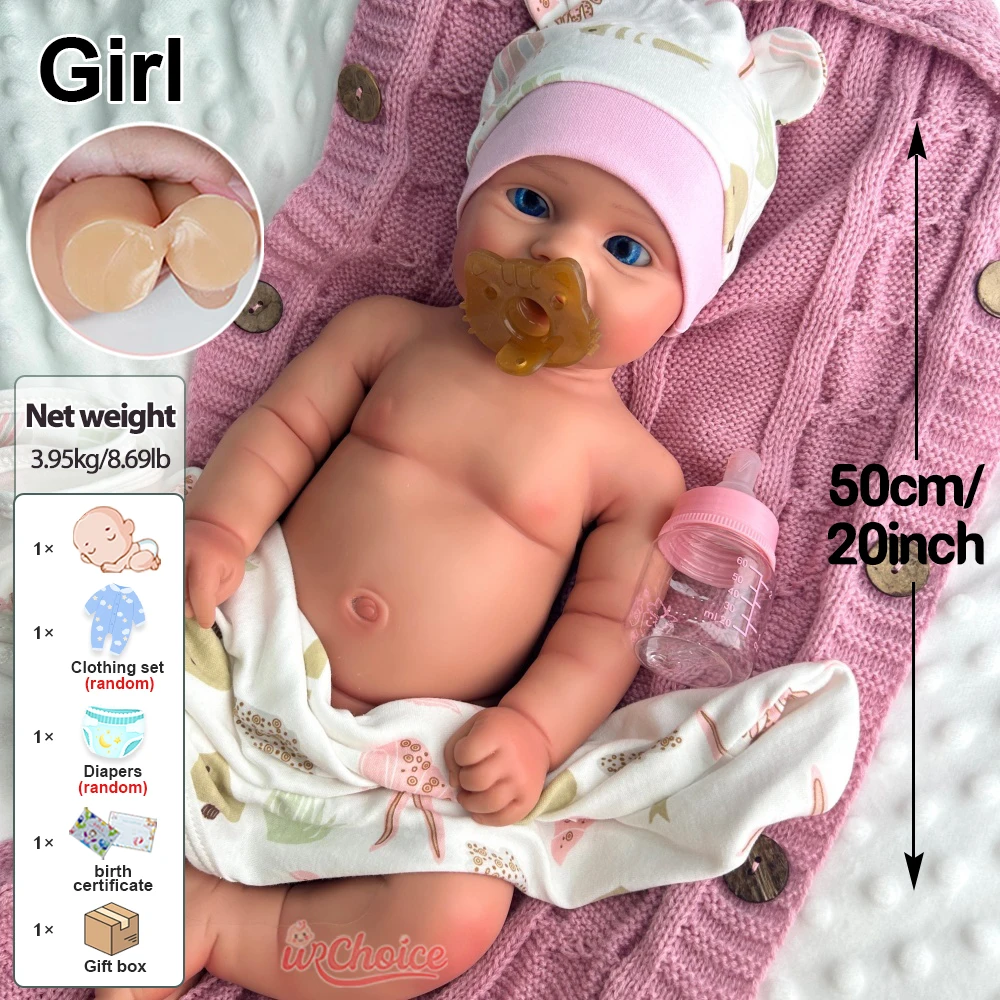 50 سم مادي يمكن أن تفتح فم طفل فتاة الجمع السيليكون تولد من جديد طفل واقعي رسمت دمية للمجمعين والمحمسين